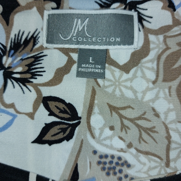 JM COLLECTION blouse with print size large tops Long sleeves - Picture 8 of 15